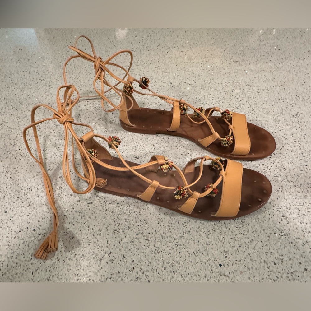 Madewell Tan Lace-Up Sandals 8